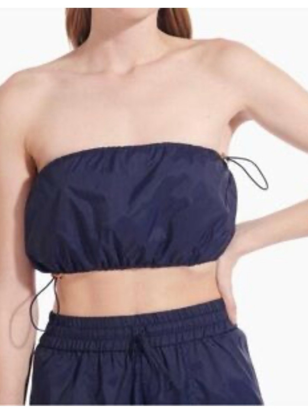 STAUD Gigi nylon adjustable  Drawcord Bandeau Crop Top